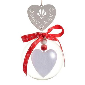 Glob decorativ - Bauble Glass - Felt White Heart - Inima Alba Din Fetru | Kaemingk imagine
