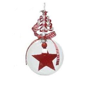 Glob decorativ - Bauble Glass - Felt Red Star - Stea Din Fetru | Kaemingk imagine