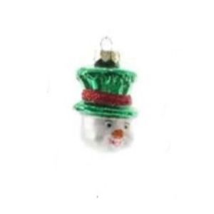 Decoratiune pentru brad - Figure Glass - Snowman Green Hat - Om De Zapada Cu Palarie Verde | Kaemingk imagine