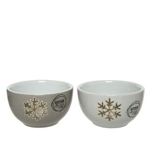 Bol - Stoneware Bowl Shiny Glaze Metallic Glaze Snowflake - mai multe culori | Kaemingk imagine
