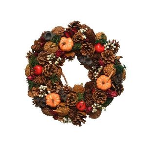 Decoratiune - Wreath Pinecone Pumpkins, Berries, Nuts | Kaemingk imagine