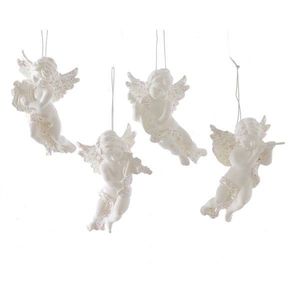 Figurina - Angel Plastic Matt Glitter - White - mai multe modele | Kaemingk imagine