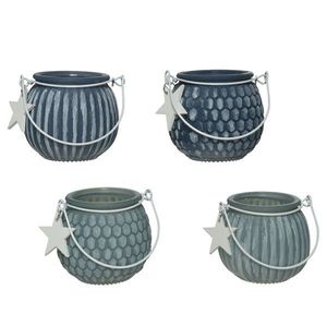 Suport pentru lumanare - Tealightholder Glass White Wash Wooden Star Hanger - mai multe modele | Kaemingk imagine