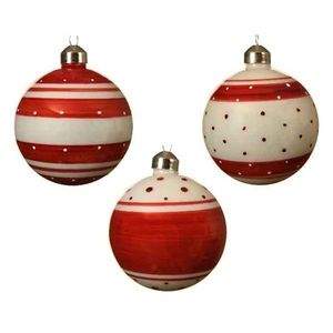Glob - Glass Stripes and Dots - Christmas Red - mai multe modele | Kaemingk imagine