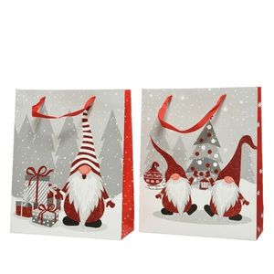 Punga de cadou - Rectangular Red Glitter Gnome Design - mai multe modele | Kaemingk imagine