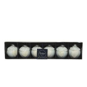 Set 6 globuri - Accessoires - Pearls, Leaves - Winter White | Kaemingk imagine