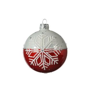 Glob - Glass Shiny with White Snowflake - Christmas Red | Kaemingk imagine