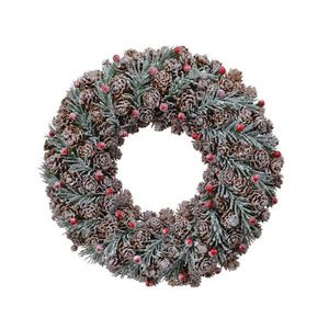Decoratiune - Wreath Pinecone Berries, Glitter, Pine Green | Kaemingk imagine
