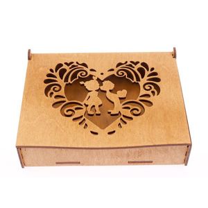 Cutie lemn - Baiat + fata, vopsita 16x12.5x3.5cm | Acrilat WoodBox imagine