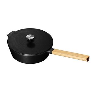 Tigaie de fonta cu capac - Saute pan with lid & wooden handle, cast iron, 2.2 L | Morso imagine