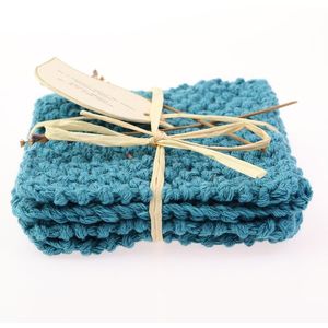 Set 4 suporturi pahare - Turquoise tricotate manual | Green Hugs imagine