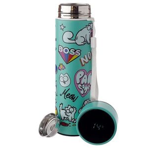Termos - Simon's Cat Reusable Stainless Steel Hot & Cold Thermal Insulated Drinks Bottle Digital Thermometer | Puckator imagine