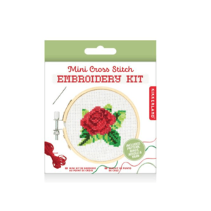 Kit goblen - Mini Cross Stitch Embroidery Kit - Rose | Kikkerland imagine