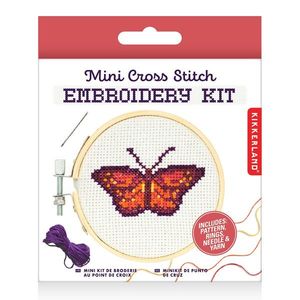 Kit goblen - Mini Cross Stitch Embroidery Kit - Butterfly | Kikkerland imagine