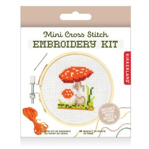 Kit goblen - Mini Cross Stitch Embroidery Kit - Mushroom | Kikkerland imagine