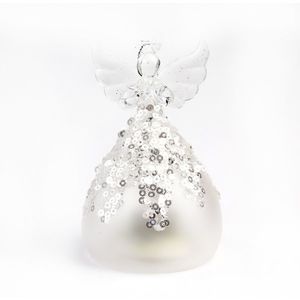 Decoratiune Craciun - Glass Angel with Light, sequin | Everbright Gifts imagine