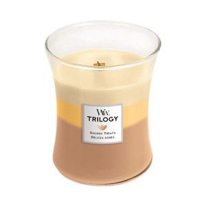 Lumanare parfumata - Medium Jar Trilogy - Golden Treats | WoodWick imagine
