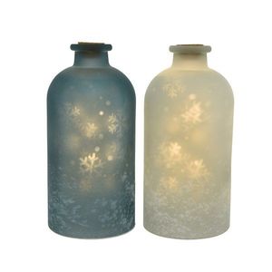 Decoratiune - LED Glass Jar - Frosted Snowflake - mai multe culori | Kaemingk imagine