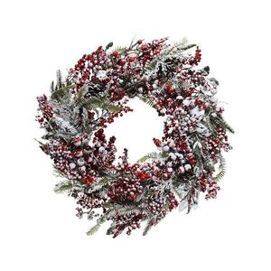 Coronita artificiala - Deco Wreath Frost Red Berries 60 cm | Kaemingk imagine