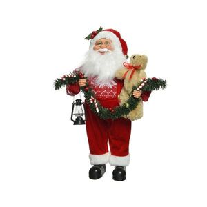 Figurina decorativa - Santa Red with Garland and Teddy Bear, 30 cm | Kaemingk imagine