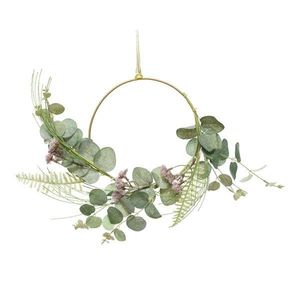 Ornament - Iron Ring with Flowermix - Green | Kaemingk imagine