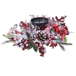 Decoratiune - Deco Candleh Frost Red Berries 40 cm | Kaemingk imagine