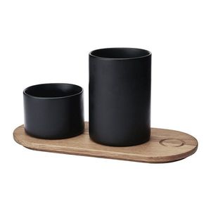 Suport pentru accesorii - Herb Jars with Oak Tray - Black | Morso imagine