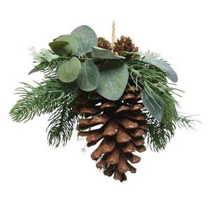Decoratiune - Pineconehanger with Leaves - Green | Kaemingk imagine