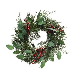 Coronita artificiala - Deco Wreath Leves Red Berries | Kaemingk imagine