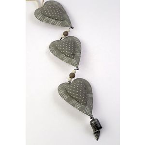 Ghirlanda - 3 Hearts Fabric Metal, grey 45cm | Pusteblume imagine