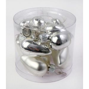 Set globuri - Heart Mat, Shiny Silver, 8 pieces 4cm | Drescher imagine
