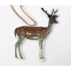 Decoratiune Craciun - Porcelain Deer on String, brown 6x10cm | Drescher imagine