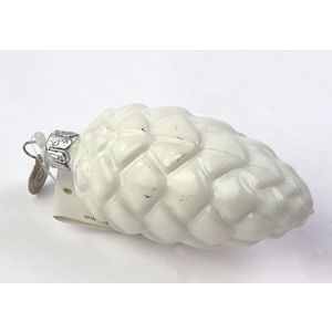 Glob Craciun - Glass Pine Cone, White Opal, 7cm | Drescher imagine