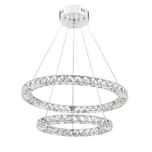 Candelabru Pendul Lumina Led Rotund, Pandantiv de cristal din sticla, cu doua inele (40 + 60cm) TotulPerfect imagine