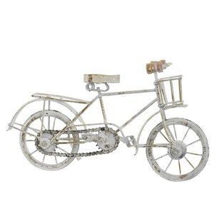 Decoratiune Vintage Bike din metal antichizat alb 35x11x20 cm imagine