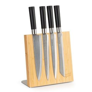 Klarstein Suport pentru cuțite, unghiular, magnetic, pentru 4-6 cuțite, bambus, oțel inoxidabil imagine