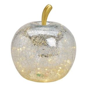 Decoratiune mar luminos Silver Apple din sticla 27x30 cm imagine