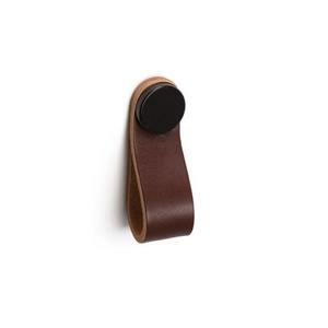 Maner, buton Flexa din piele maro pentru mobilier, cu ornament negru, L: 70 mm - Viefe imagine