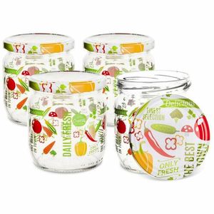 Set borcane din sticlă cu capac pentru conservare Orion Fruit 0, 425 l, 4 buc. imagine