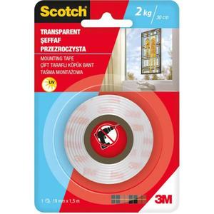 Banda Dublu Adeziva Transparenta pentru Montare - 3M Scotch Fix Tansparent Mounting Tape Double-Face, 7 kg, 19 mm x 1.5 m, 1 buc imagine