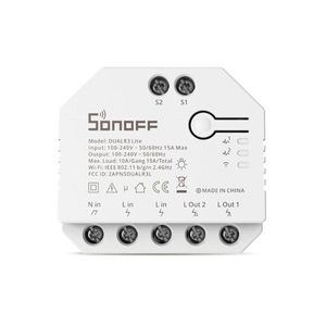 Releu Sonoff Dual R3 Lite cu 2 canale, Programari, Wi-Fi 2.4 GHz imagine