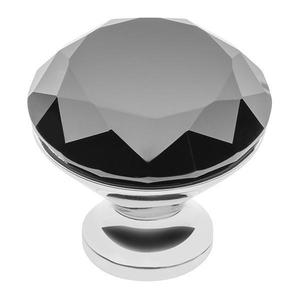 Buton pentru mobila cristal CRPB, finisaj crom lucios+cristal negru, D: 40 mm - Maxdeco imagine