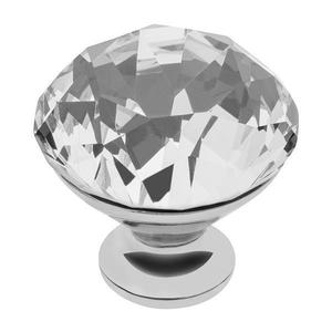 Buton pentru mobila cristal CRPB, finisaj crom lucios+cristal transparent, D: 40 mm - Maxdeco imagine