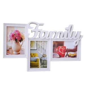 Rama foto decorativa cu 3 poze, model Pufo Family, 40 x 24 cm, alb imagine