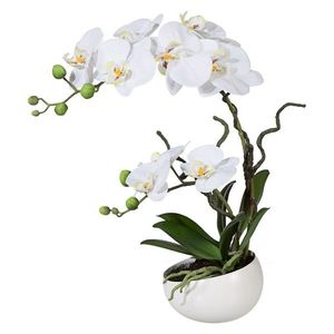 Orhidee artificială în ghiveci, alb, 42 cm imagine