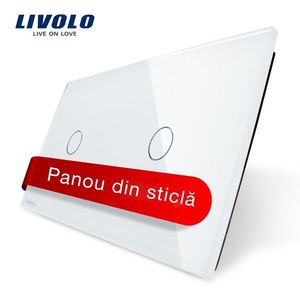 Panou intrerupator simplu+simplu cu touch Livolo din sticla imagine