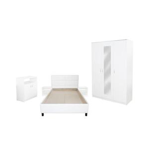 Set Dormitor Soft alb cu pat tapitat Alb pentru saltea 120x200 cm imagine