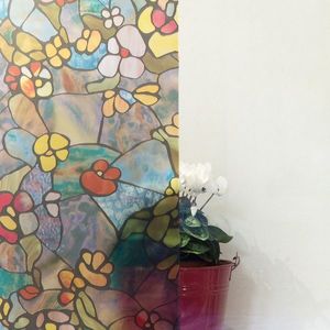 Autocolant geam vitraliu d-c-Fix Gradina Venetiana, efect geam sablat, model floral, multicolor, 45cmx15m imagine