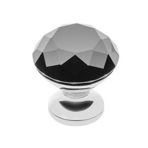 Buton pentru mobila cristal Crpb, finisaj crom lucios+cristal negru, D: 30 mm imagine