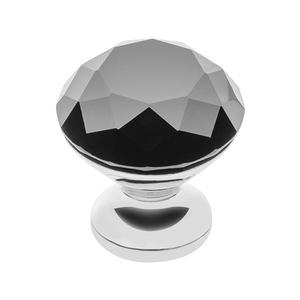 Buton pentru mobila cristal Crpb, finisaj crom lucios+cristal negru, D: 25 mm imagine